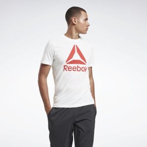 Reebok QQR- Stacked T Shirt Herren - Weiß/Rot - DE 015-FVY